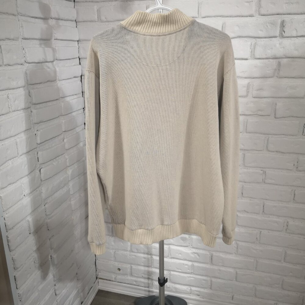Columbia Men's Size XL Beige & Tan 3 Button Closure Mock Neck Sweater - Picture 2 of 12